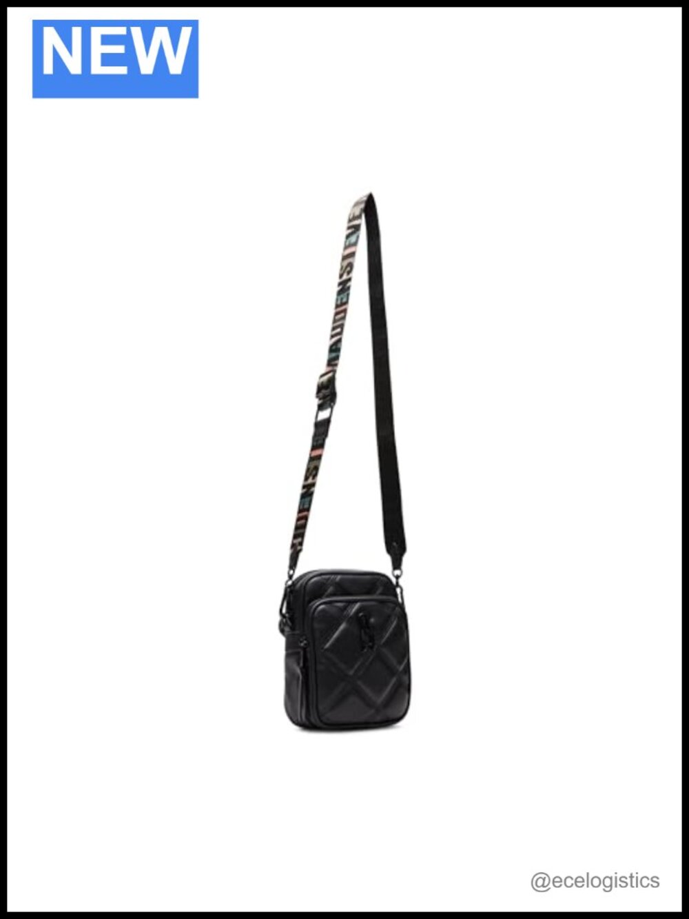 Quilted Faux Leather Crossbody Bag Baguette Purse with Zipper